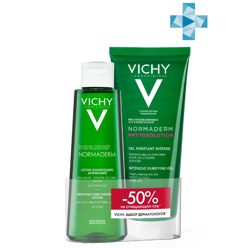 Vichy Набор (cужающий поры очищающий лосьон 200 мл + гель для умывания Phytosolution, 200 мл) (Vichy, Normaderm)
Vichy Набор (cужающий поры очищающий лосьон 200 мл + гель для умывания Phytosolution, 200 мл) (Vichy, Normaderm)