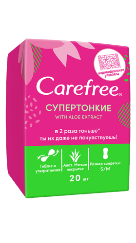 Carefree Ежедневные супертонкие прокладки в индивидуальной упаковке, с экстрактом алоэ, 20 шт (Carefree, Ежедневные)
Carefree Ежедневные супертонкие прокладки в индивидуальной упаковке, с экстрактом алоэ, 20 шт (Carefree, Ежедневные)
