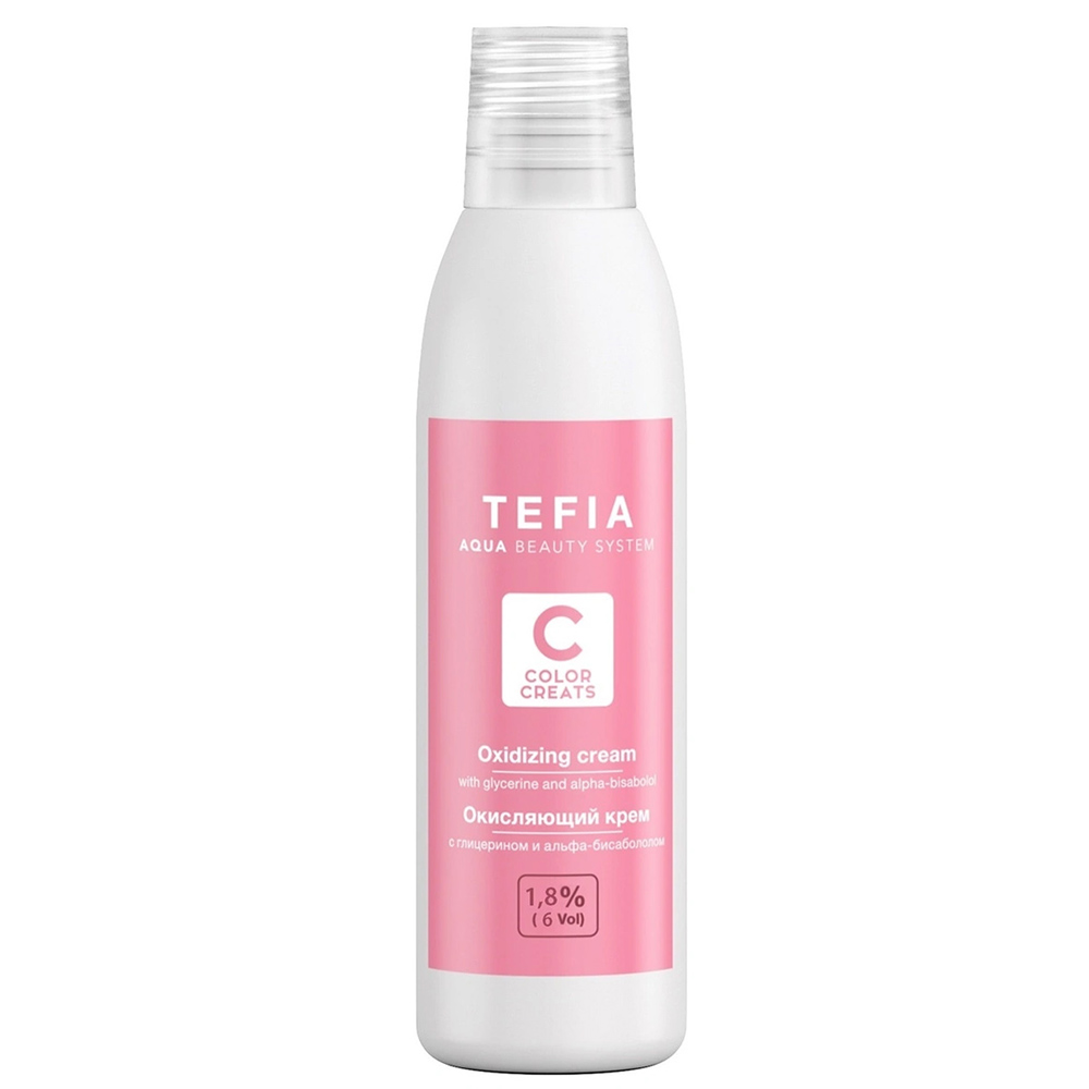 Tefia Окисляющий крем с глицерином и альфа-бисабололом 1,8% (6 vol.), 120 мл (Tefia, Color Creats)
Tefia Окисляющий крем с глицерином и альфа-бисабололом 1,8% (6 vol.), 120 мл (Tefia, Color Creats)