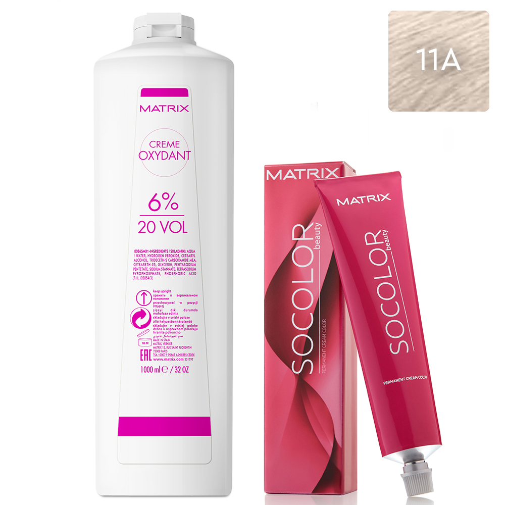 Matrix Набор Перманентный краситель Socolor beauty 11A, 90 мл + Крем-оксидант 6% (20 Vol.), 1000 мл (Matrix, Окрашивание)
Matrix Набор Перманентный краситель Socolor beauty 11A, 90 мл + Крем-оксидант 6% (20 Vol.), 1000 мл (Matrix, Окрашивание)