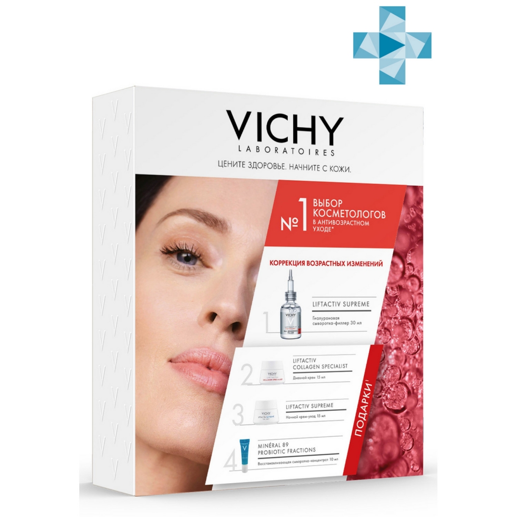 Vichy Набор бьюти-бокс для антивозрастного ухода за кожей (сыворотка-филлер 30 мл + дневной крем 15 мл + ночной крем 15 мл + сыворотка 10 мл) (Vichy, Liftactiv)
Vichy Набор бьюти-бокс для антивозрастного ухода за кожей (сыворотка-филлер 30 мл + дневной крем 15 мл + ночной крем 15 мл + сыворотка 10 мл) (Vichy, Liftactiv)
