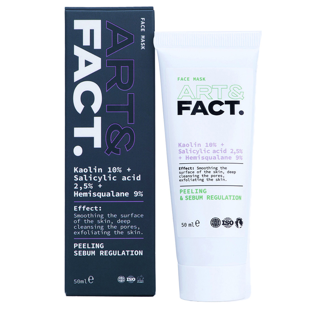 Art&Fact Угольная маска для лица Kaolin 10% + Salicylic Acid 2,5% + Hemisqualane 9%, 50 мл (Art&Fact, Анти-акне), Анти-акне
Art&Fact Угольная маска для лица Kaolin 10% + Salicylic Acid 2,5% + Hemisqualane 9%, 50 мл (Art&Fact, Анти-акне), Анти-акне