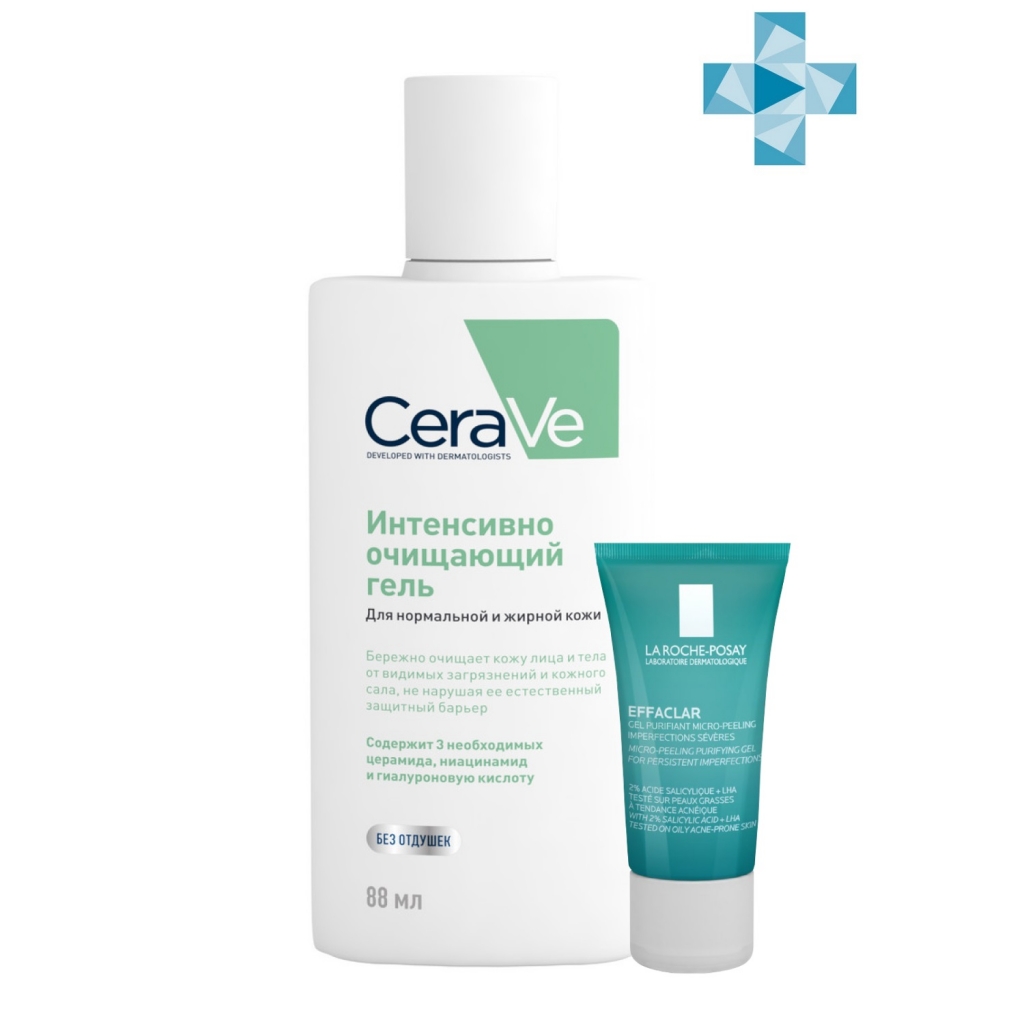 CeraVe Набор: Очищающий гель CeraVe для нормальной и жирной кожи, 88 мл + Микроотшелушивающий очищающий гель Effaclar, 15 мл (CeraVe, Очищение кожи)
CeraVe Набор: Очищающий гель CeraVe для нормальной и жирной кожи, 88 мл + Микроотшелушивающий очищающий гель Effaclar, 15 мл (CeraVe, Очищение кожи)