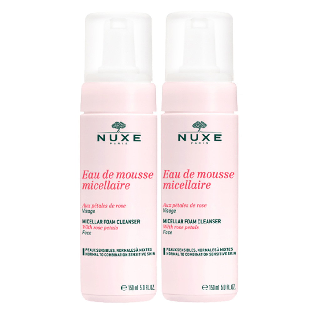 Nuxe Набор Очищающая мицеллярная пенка для лица с лепестками роз Eau de mousse micellaire aux Petales de rose, 150 мл*2 (Nuxe, aux Petales de Rose)
Nuxe Набор Очищающая мицеллярная пенка для лица с лепестками роз Eau de mousse micellaire aux Petales de rose, 150 мл*2 (Nuxe, aux Petales de Rose)