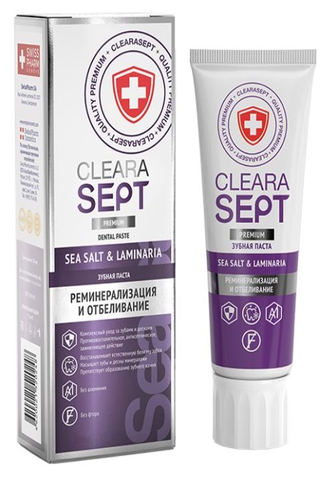 Clearasept Зубная паста, Sea Salt & Laminaria «Реминерализация и отбеливание», 75 мл (Clearasept, Дентальная косметика)
Clearasept Зубная паста, Sea Salt & Laminaria «Реминерализация и отбеливание», 75 мл (Clearasept, Дентальная косметика)
