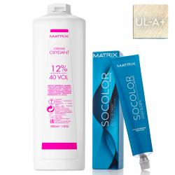 Набор Осветляющая краска Socolor beauty Ultra.Blonde UL-A+, 90 мл + Оксидант 12%, 1000 мл