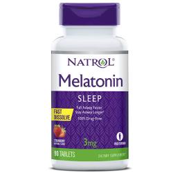 Мелатонин 3 мг быстрорастворимый со вкусом клубники, 90 таблеток