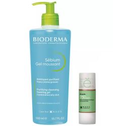 Набор: Bioderma очищающий гель Sebium 500 мл + Etat Pur сыворотка с прополисом 15 мл