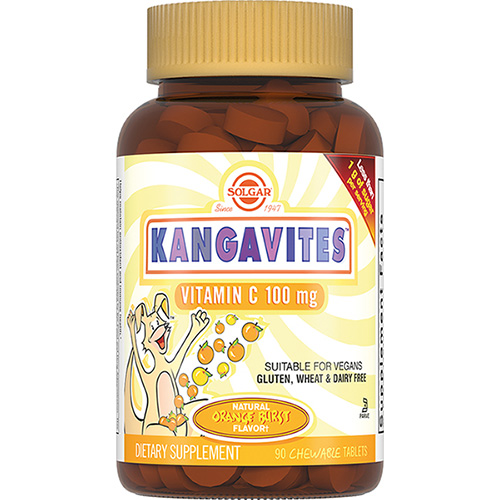 Солгар Кангавитес с витамином C для детей со вкусом апельсина, 90 таблеток (Solgar, Витамины)