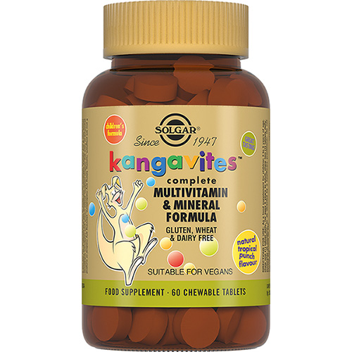 Солгар Кангавитес с мультивитаминами и минералами со вкусом тропических фруктов, 60 жевательных таблеток (Solgar, Витамины)