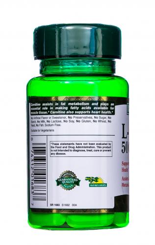 Нэйчес Баунти L-карнитин 500 мг, 30 таблеток (Nature's Bounty, Аминокислоты), фото-8