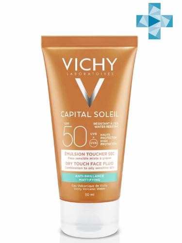 Виши Солнцезащитная матирующая эмульсия Dry Touch для жирной кожи лица SPF 50, 50 мл (Vichy, Capital Soleil)