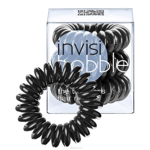 Инвизибабл Резинка-браслет для волос invisibobble ORIGINAL True Black (с подвесом) черный (Invisibobble, Original)