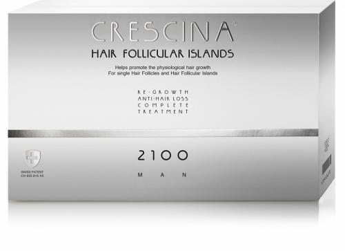 Кресцина Комплекс для мужчин Follicular Islands 2100 (лосьон для стимуляции роста волос №20 + лосьон против выпадения волос №20) (Crescina, Crescina 2100)