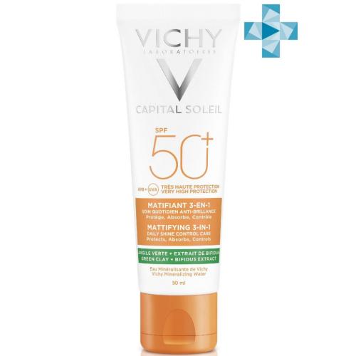 Виши Солнцезащитный матирующий уход для жирной проблемной кожи 3 в 1 SPF 50+, 50 мл (Vichy, Capital Soleil)