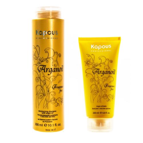 Капус Профессионал Набор для волос Arganoil с маслом арганы (увлажняющий шампунь 300 мл + бальзам для волос 200 мл) (Kapous Professional, Fragrance free, Arganoil)