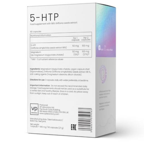 Комплекс &quot;Аминокислота 5-HTP + магний&quot;, 60 капсул (VP laboratory), фото-2