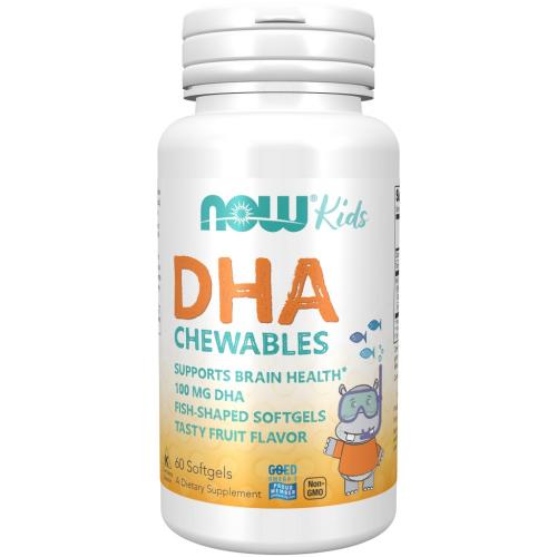 Нау Фудс Омега-3 для детей DHA Kids Chewable, 60 жевательных капсул  (Now Foods, Жирные кислоты)