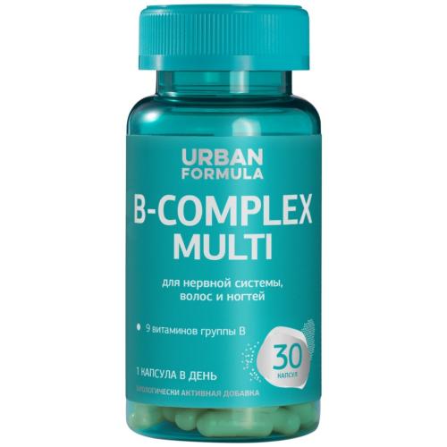 Урбан Формула Комплекс витаминов группы B для нервной системы, красивых волос и ногтей B-Complex Multi, 30 капсул (Urban Formula, Basic)