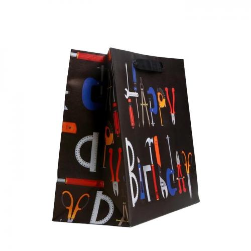 Пакет крафтовый горизонтальный Happy birthday 27 × 23 × 11.5 см (Подарочная упаковка, Пакеты), фото-2