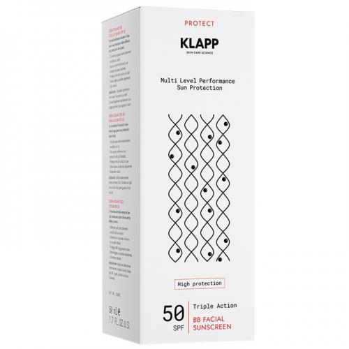 Клапп Солнцезащитный BB крем Facial Sunscreen SPF 50, 50 мл (Klapp, Multi Level Performance, Protect), фото-3