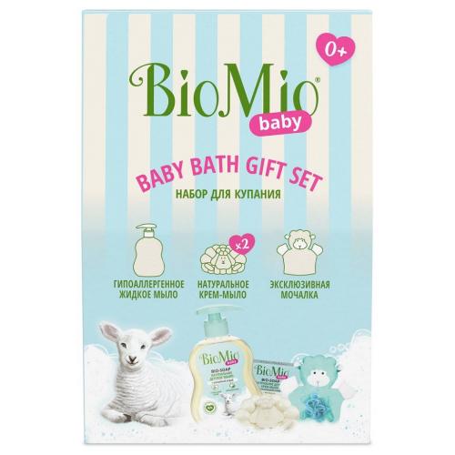 БиоМио Детский набор для купания Baby 0+ (жидкое мыло 300 мл + крем-мыло 90 г + мочалка) (BioMio, Мыло)
