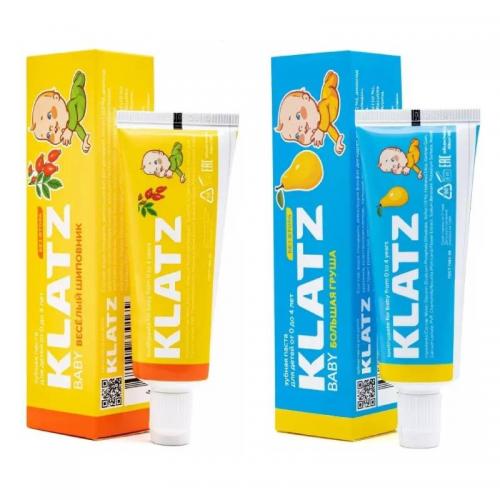 Клатц Набор зубных паст Baby (Большая груша 40 мл + Веселый шиповник 40 мл) (Klatz, Baby)