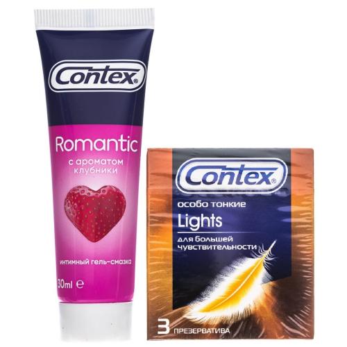 Контекс Набор (презервативы Light особо тонкие №3 + гель-смазка Romantic 30 мл) (Contex, Презервативы)