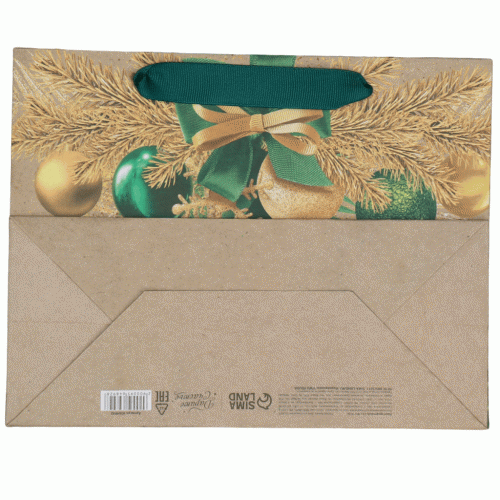 Пакет крафтовый горизонтальный «Новогодний изумруд», 23 х 18 х 10 см (Подарочная упаковка, Пакеты), фото-5