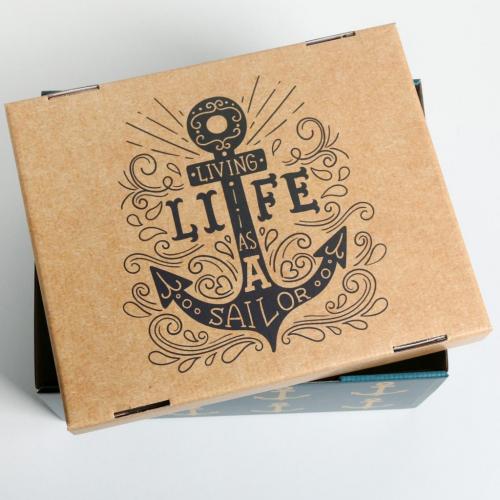 Коробка складная «Морская», 31,2 х 25,6 х 16,1 см (Подарочная упаковка, Коробки), фото-4