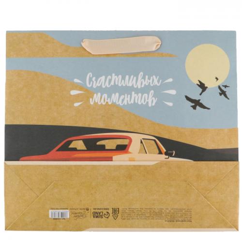 Пакет крафтовый вертикальный «Счастливых моментов», 30 х 26 х 9 см (Подарочная упаковка, Пакеты), фото-4
