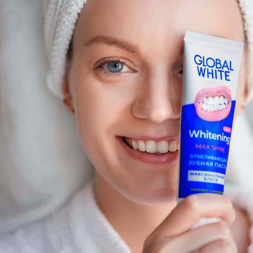 Глобал Уайт Отбеливающая зубная паста Max Shine, 100 г (Global White, Подготовка к отбеливанию), фото-6