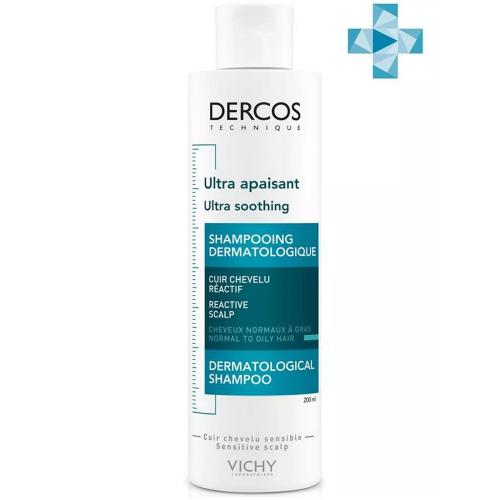Виши Успокаивающий шампунь-уход для нормальных и жирных волос, 200 мл (Vichy, Dercos)