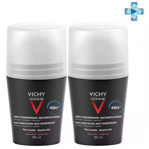 Виши Комплект Дезодорант для чувствительной кожи, 2 х 50 мл (Vichy, Vichy Homme)