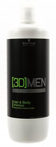 Шварцкопф Профешнл Шампунь для волос и тела Hair&amp;Body Shampoo, 1000 мл (Schwarzkopf Professional, [3D]MEN, Уход [3D]MEN), фото-2