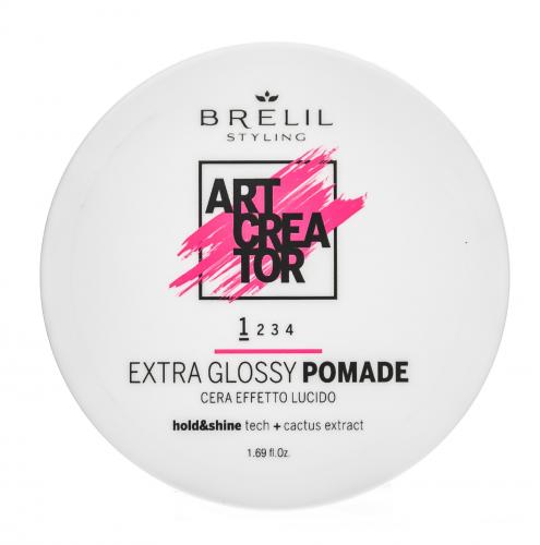 Брелил Профессионал Помада слабой фиксации для создания ультра-блеска Extra Glossy Pomade, 50 мл. (Brelil Professional, Art Creator), фото-2
