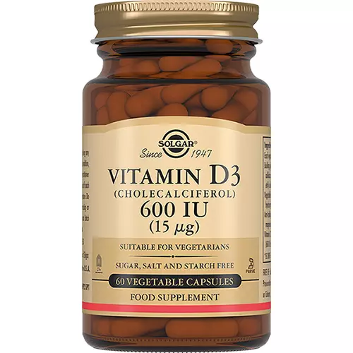 Витамин D3 600 ME, 60 капсул (Solgar, Витамины)