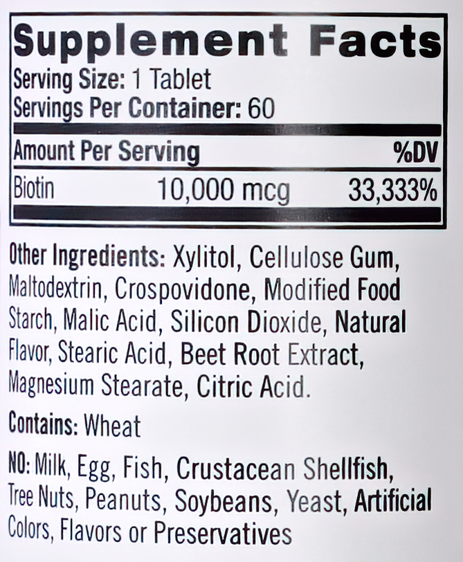 Состав Таблетки Natrol Натрол Биотин быстрорастворимый со вкусом клубники 10000 мкг