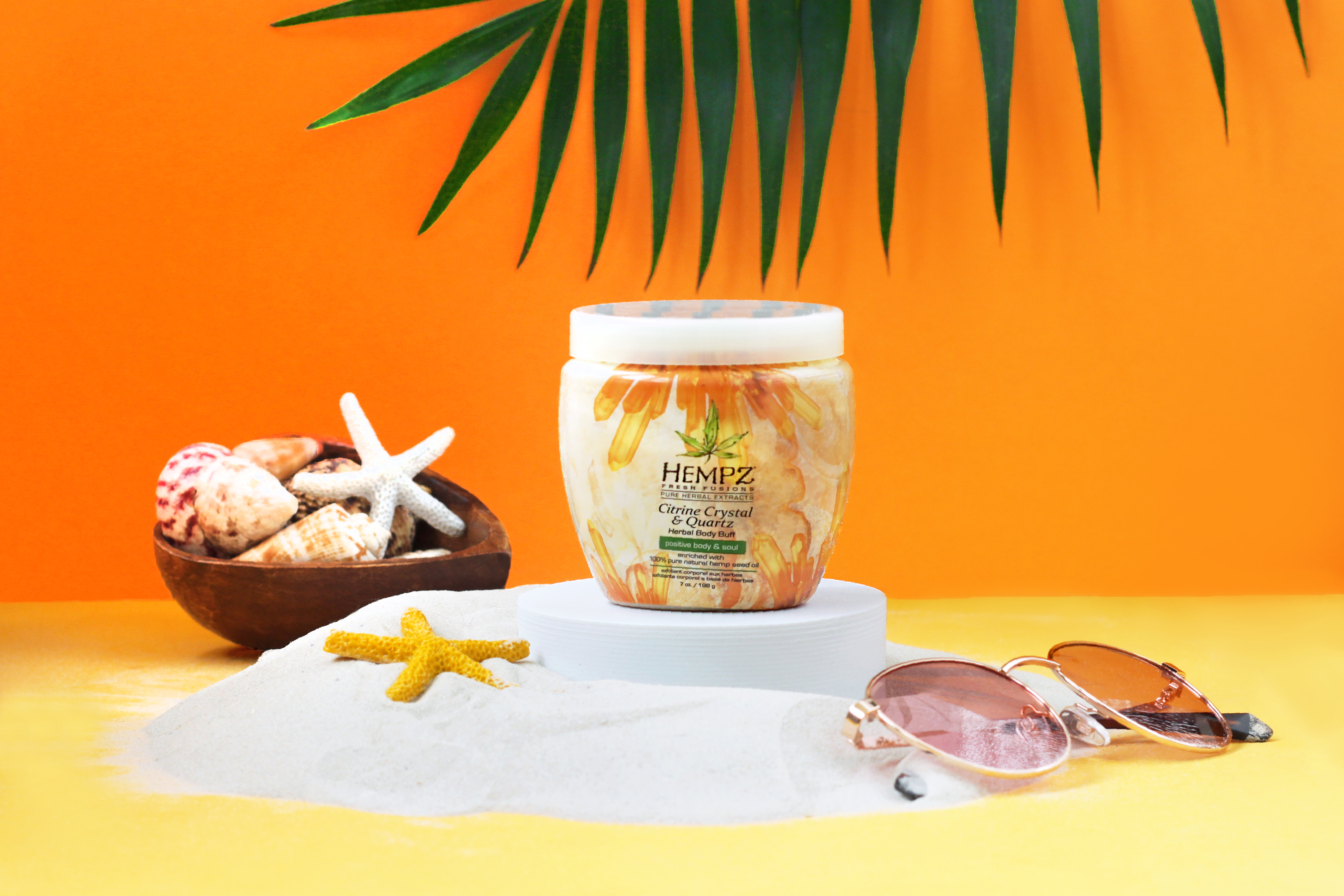 Хемпз Скраб для тела с мерцающим эффектом Hempz Желтый Кварц Citrine Crystal & Quartz Herbal Body Buff, 198 г