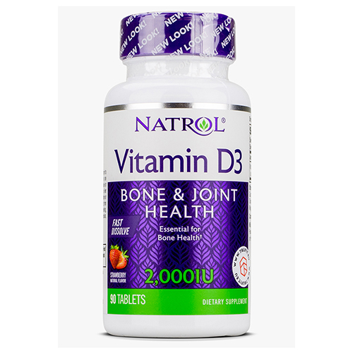 Natrol Витамин D3 быстрорастворимый со вкусом клубники 2000, 90 таблеток