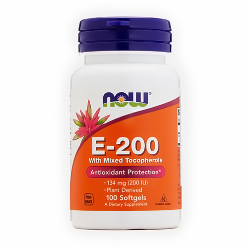 Now Foods Натуральный витамин Е-200, 100 капсул