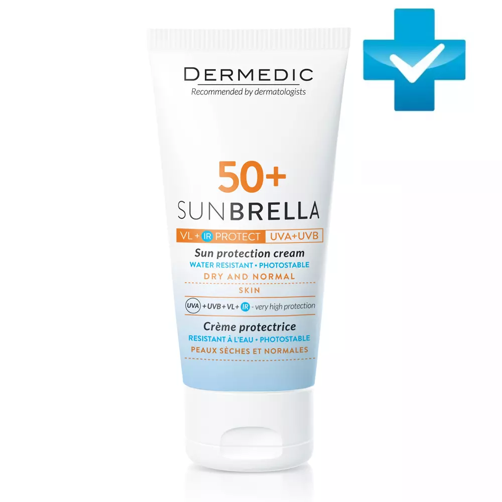 Солнцезащитный крем для сухой и нормальной кожи SPF 50+, 50 г (Dermedic, Sunbrella)