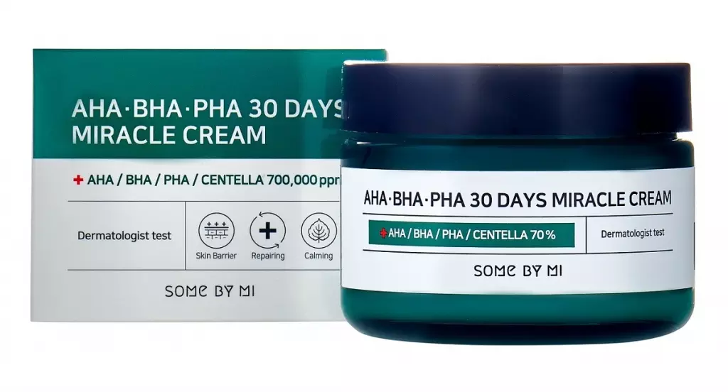 Антивоспалительный крем с AHA, BHA и PHA-кислотами и центеллой азиатской, 50 мл (Some By Mi, AHA-BHA-PHA 30 Days Miracle)