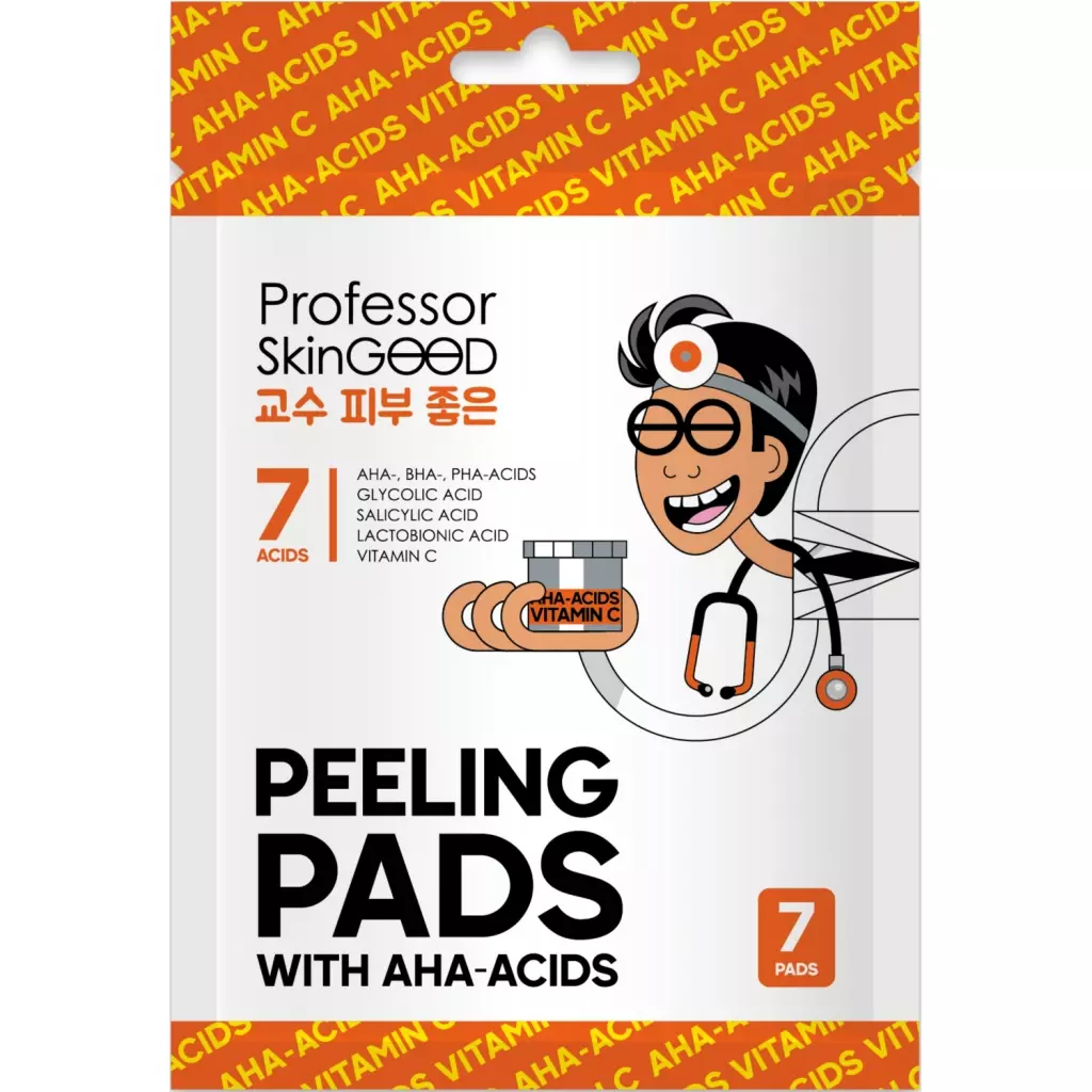 Очищающие диски с AHA-кислотами и витамином C Peeling Pads with Acids and Vitamin C, 7 шт (Professor SkinGood, Умывание и очищение)
