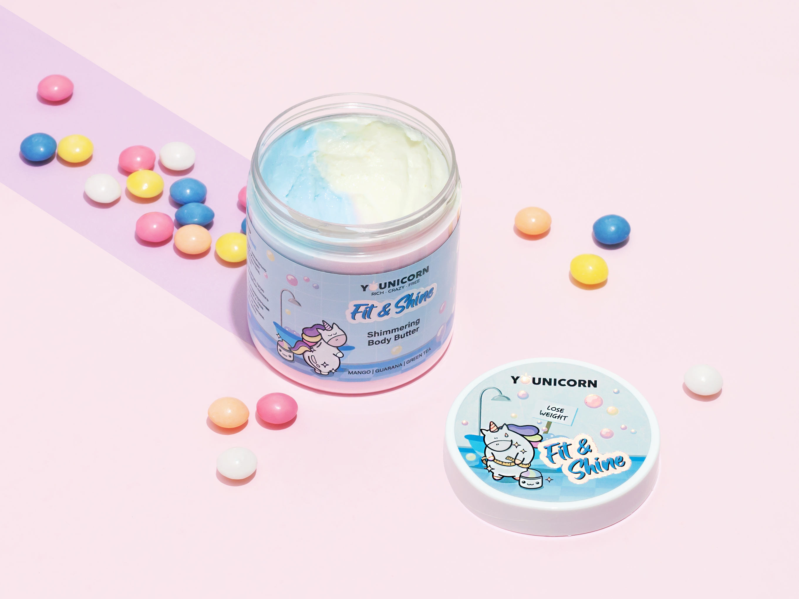 Younicorn Моделирующий крем-баттер для тела с шиммером Fit & Shine