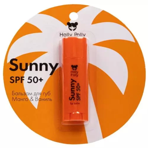Холли Полли Бальзам для губ SPF 50+ Манго и ваниль, 4,8 г (Holly Polly, Sunny)