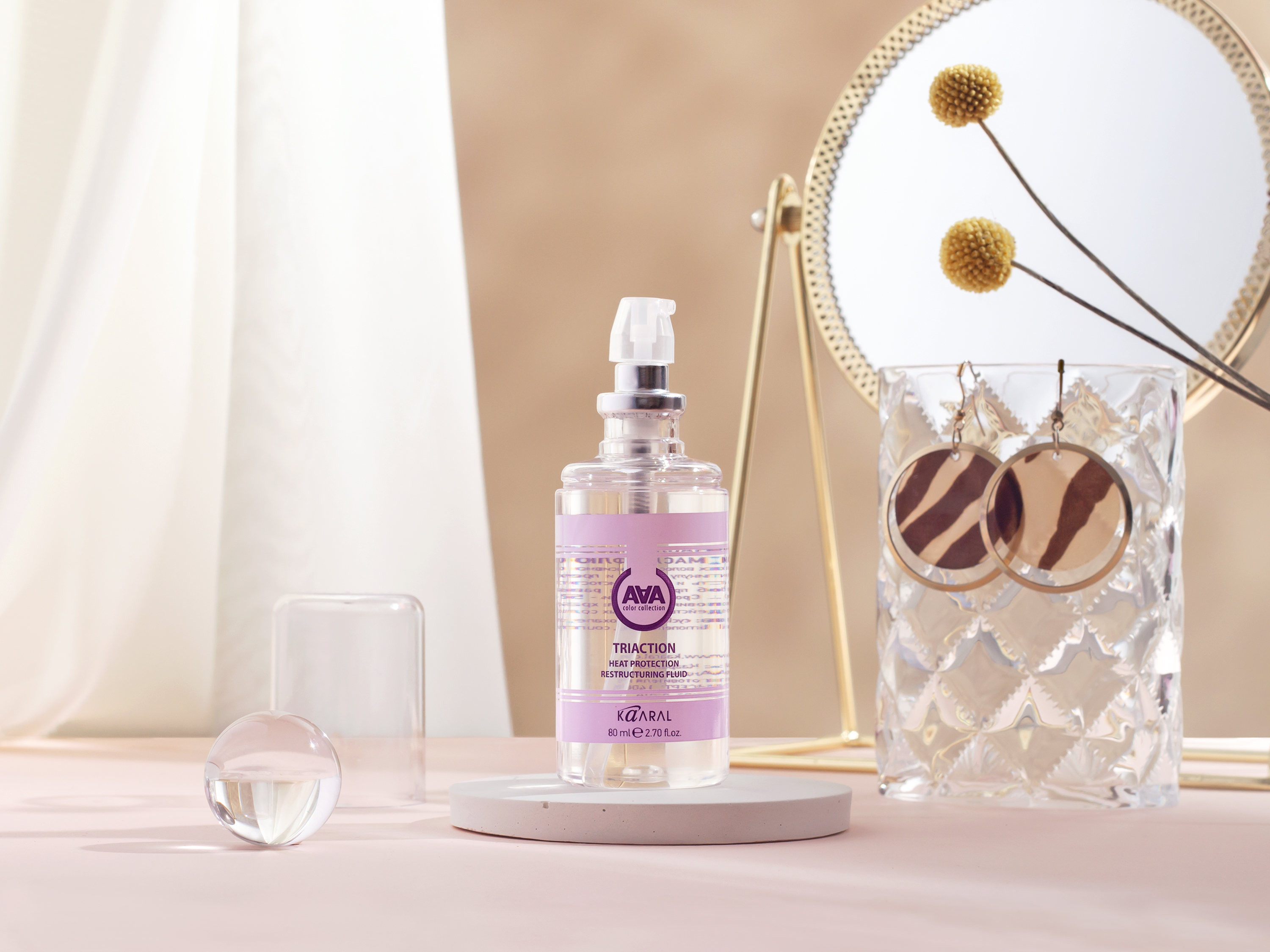 Восстанавливающий флюид с термозащитой Kaaral, Кeratin color care AAA, Triaction Heat Protection Restructuring Fluid, 80 мл