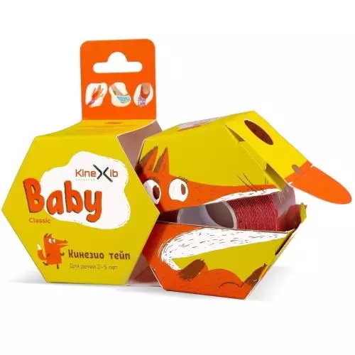 Кинексиб Кинезио тейп Classic Baby 4 см х 4 м красный, принт лиса (Kinexib, Kids)