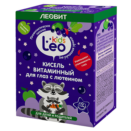 Леовит Leo Kids Кисель витаминный для глаз с лютеином для детей, 5 пакетов