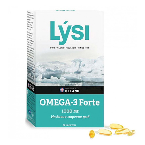 Lysi Омега-3 Форте из диких морских рыб, 32 капсулы
